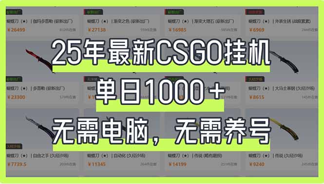 25年最新CSGO挂机系统，单日1000+，无需电脑，无需养号，0基础可上手-Zv头条